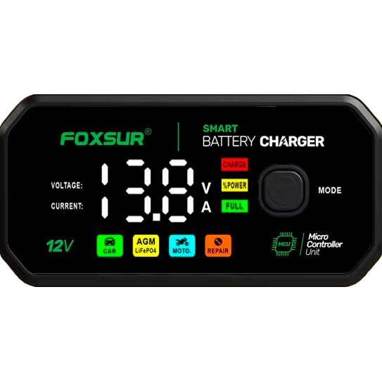 Cargador de baterías FOXSUR 12v 7A Smart 1
